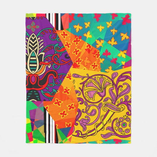 Festive patchwork in indian, turkish, italian, por フリースブランケット (正面)