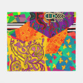 Festive patchwork in indian, turkish, italian, por フリースブランケット (正面(横))