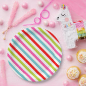 Festive Pattern – Retro Holiday Stripes ペーパープレート (パーティー)