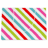 Festive Pattern – Retro Holiday Stripes ラージペーパーバッグ (正面)