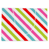 Festive Pattern – Retro Holiday Stripes ラージペーパーバッグ (裏面)
