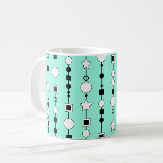 Festive pattern with string beads and jewelry star コーヒーマグカップ (正面左)