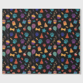 Festive Paw Prints & Party Treats Pet Anniversary ラッピングペーパー (フラット)