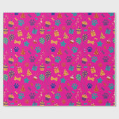 Festive Paw Prints & Party Treats Pet Anniversary ラッピングペーパー (フラット)