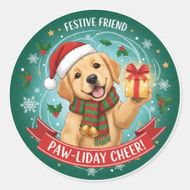 Festive Paws & Holiday JoySticker ラウンドシール