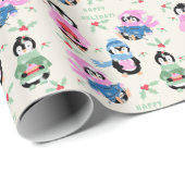 Festive Penguins Pattern Christmas Wrapping Paper ラッピングペーパー (ロールコーナー)