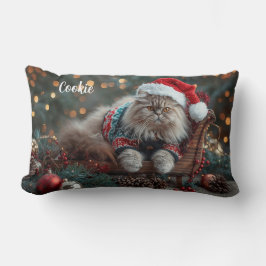 Festive Persian Cat Christmas Personalized  ランバークッション