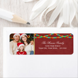Festive Personalized Family Photo Merry Christmas ラベル
