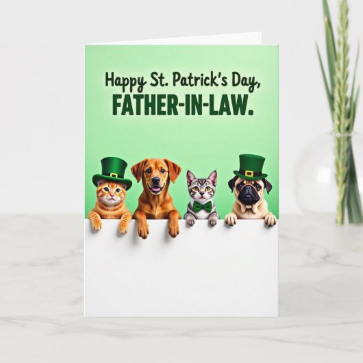 Festive Pets Family St Patricks Card カード (正面)