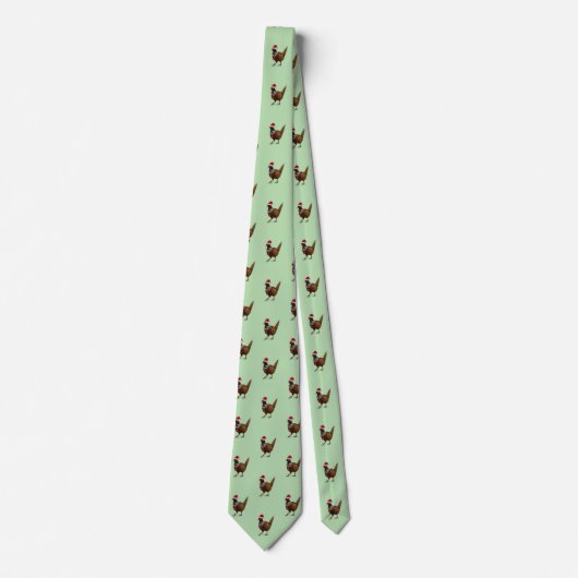 Festive Pheasant Christmas Tie, unique design      ネクタイ (正面)