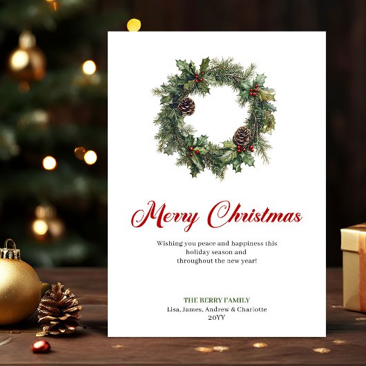 Festive Pine Wreath Christmas Greeting Digital  シーズンカード