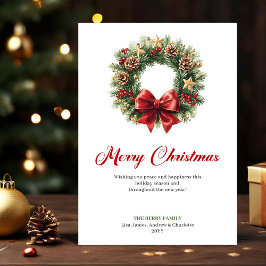 Festive Pine Wreath Christmas Greeting Printable シーズンカード