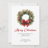 Festive Pine Wreath Christmas Greeting Printable シーズンカード (正面)