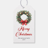 Festive Pine Wreath Christmas Tag Printable ギフトタグ (正面)