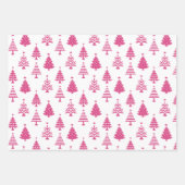 Festive Pink and White Christmas Tree Pattern ラッピングペーパーシート (正面2)