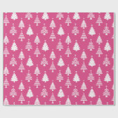 Festive Pink and White Christmas Tree Pattern ラッピングペーパー (フラット)