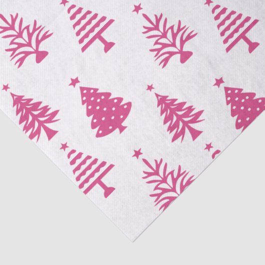 Festive Pink and White Christmas Tree Pattern 薄葉紙 (詳細)