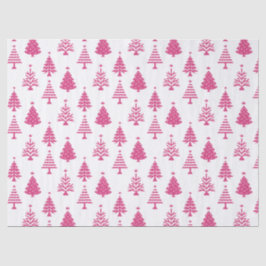 Festive Pink and White Christmas Tree Pattern 薄葉紙