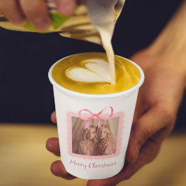 Festive Pink Bow Family Photo Paper Cup 紙コップ