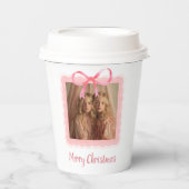 Festive Pink Bow Family Photo Paper Cup 紙コップ (正面)