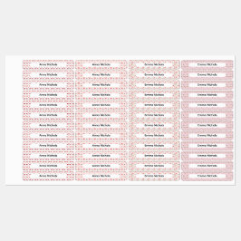 Festive Pink Christmas Patterns Name Labels ラベル