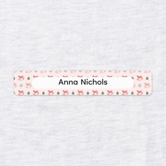 Festive Pink Christmas Patterns Name Labels ラベル (デザイン2)