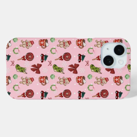 Festive Pink Gingerbread Christmas Phone Case Case-Mate iPhoneケース (裏面 (横))
