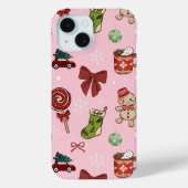 Festive Pink Gingerbread Holiday Phone Case Case-Mate iPhoneケース (裏面)