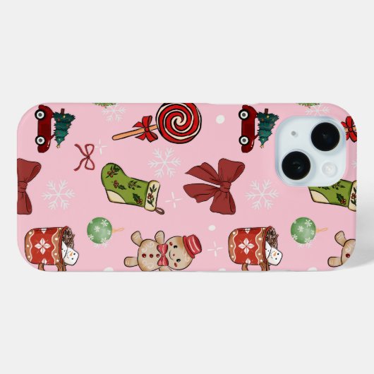 Festive Pink Gingerbread Holiday Phone Case Case-Mate iPhoneケース (裏面 (横))