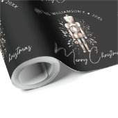 Festive Pink Gold Nutcracker Christmas Dark ラッピングペーパー (ロールコーナー)