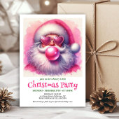 Festive Pink Santa Bubble Gum Funny Christmas 招待状