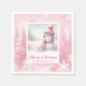 Festive Pinkmas Christmas Scene Napkins Kids Party スタンダードカクテルナプキン (正面)