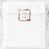 Festive Plaid Photo Christmas スクエアシール (バッグ)