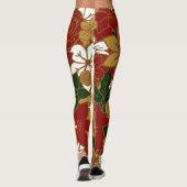 Festive Poinsettia Christmas Floral Leggings レギンス (裏面)