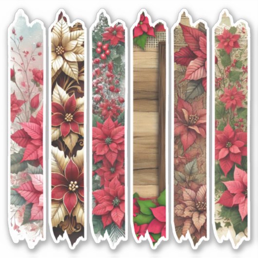 Festive Poinsettia Frames Washi Tape Scrapbook シール (正面)
