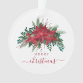 Festive Poinsettia Photo Christmas オーナメント (正面)