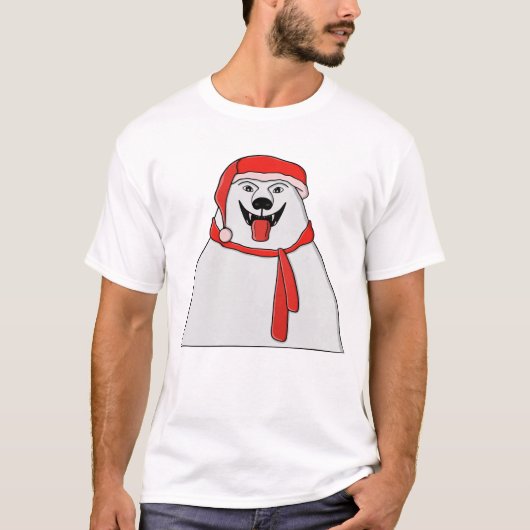 Festive Polar Bear Santa Tシャツ (正面)