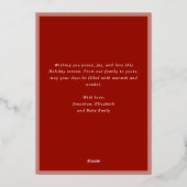 Festive Preppy Red Stripes Photo Christmas Gold  箔シーズンカード (裏面)