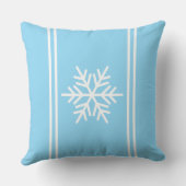 Festive Pretty Snowflake Light Blue White Stripes クッション (裏面)