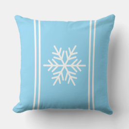Festive Pretty Snowflake Light Blue White Stripes クッション