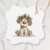 Festive Puppy Christmas Winter Dogs Baby Shower フェイバータグ (裏面)