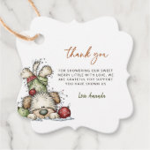 Festive Puppy Christmas Winter Dogs Baby Shower フェイバータグ (正面)