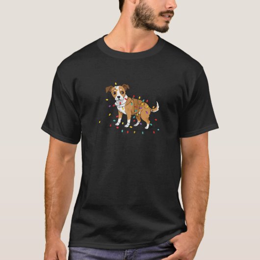 Festive Puppy Fun Adorable Dog Tangled in Christma Tシャツ (正面)