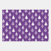 Festive Purple and White Christmas Tree Pattern ラッピングペーパーシート (正面)
