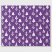 Festive Purple and White Christmas Tree Pattern ラッピングペーパー (フラット)
