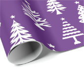 Festive Purple and White Christmas Tree Pattern ラッピングペーパー (ロールコーナー)