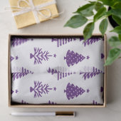 Festive Purple and White Christmas Tree Pattern 薄葉紙 (ギフト)