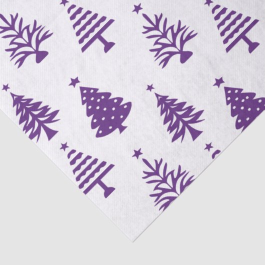 Festive Purple and White Christmas Tree Pattern 薄葉紙 (詳細)