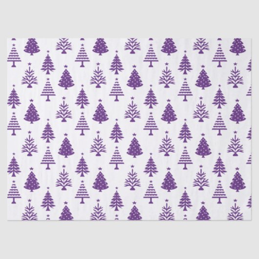 Festive Purple and White Christmas Tree Pattern 薄葉紙 (正面)