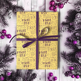 Festive Purple Christmas Typography  ラッピングペーパー
